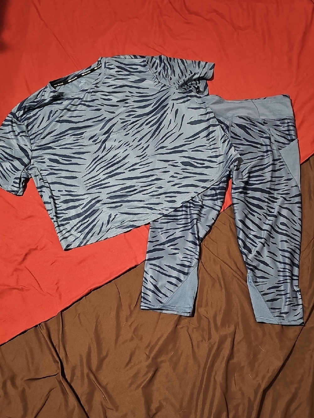 Puma Two-Piece Active Set in Light Blue Zebra Print